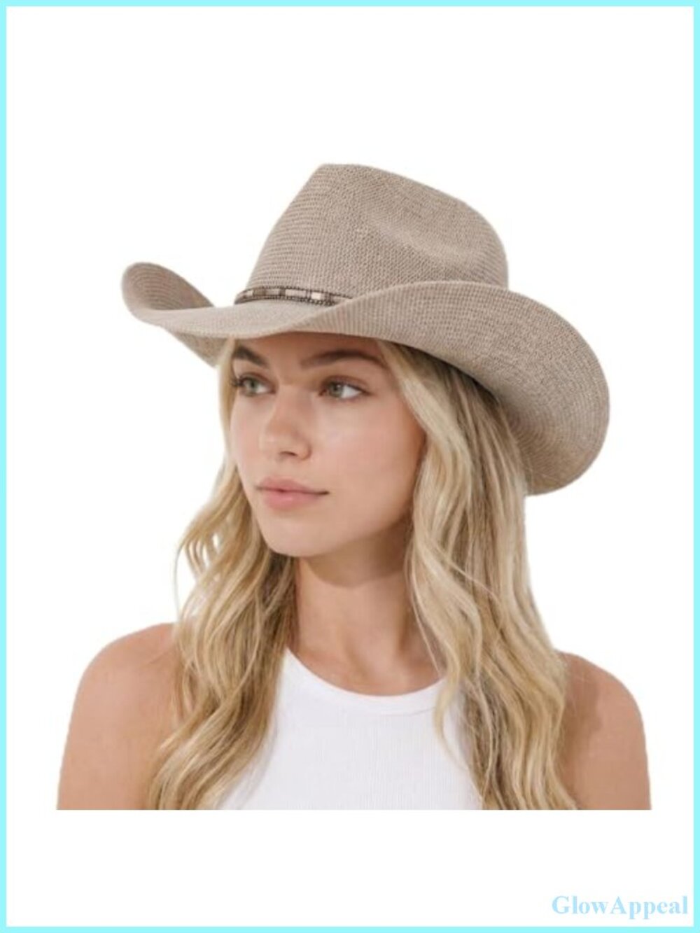 Womens Knitted Cowboy Hat Lightweight Woven Wide Brim Sun Hat